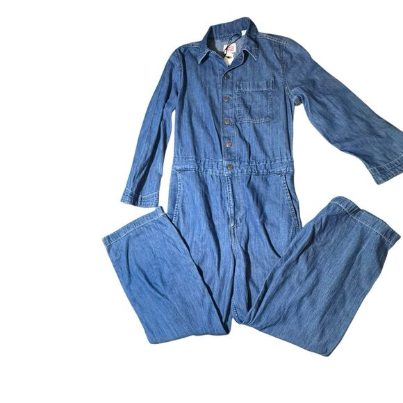 Levi's Women's‎ Long Sleeve Heritage Jumpsuit Playdate Blue Denim Size XS NWT - Picture 7 of 10